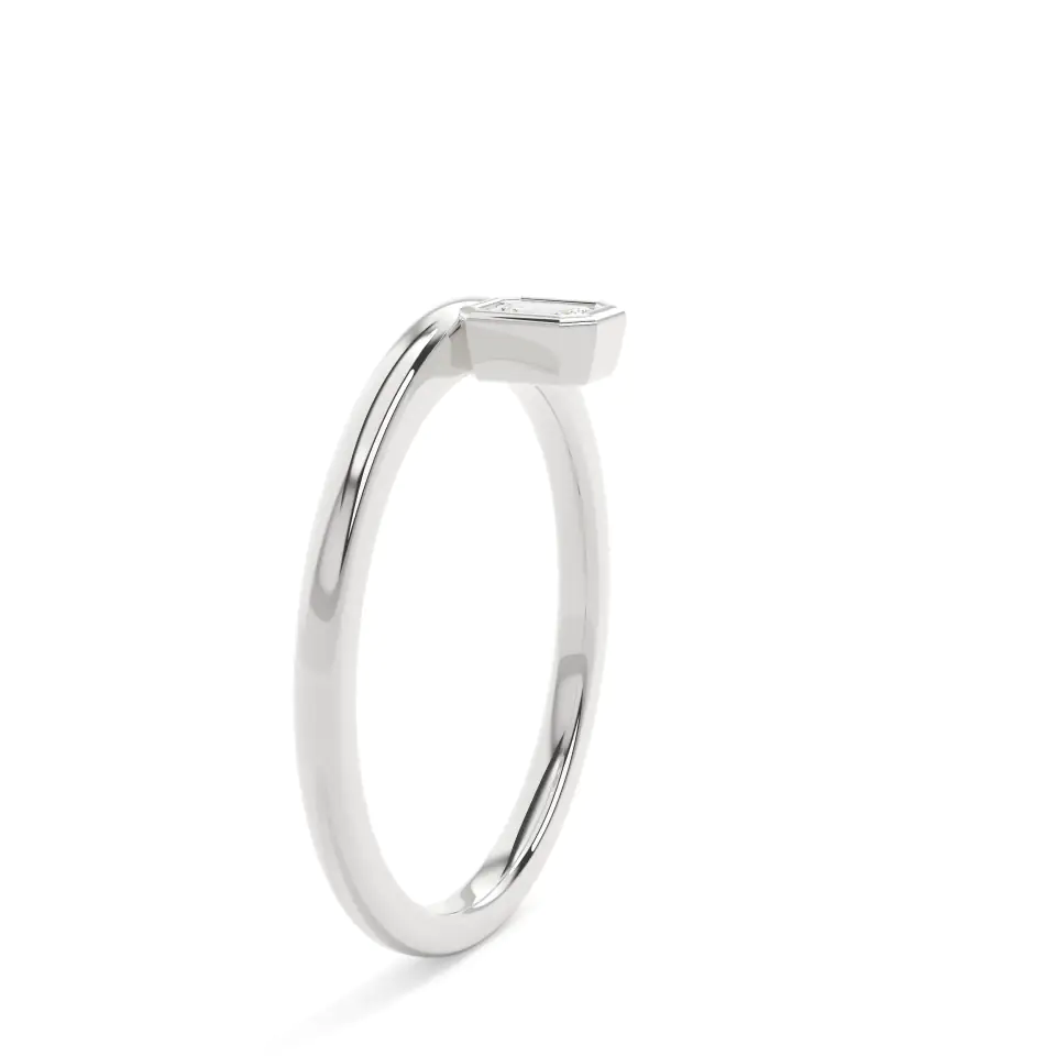 9k White Gold Emerald Geometric Bezel Everyday Ring