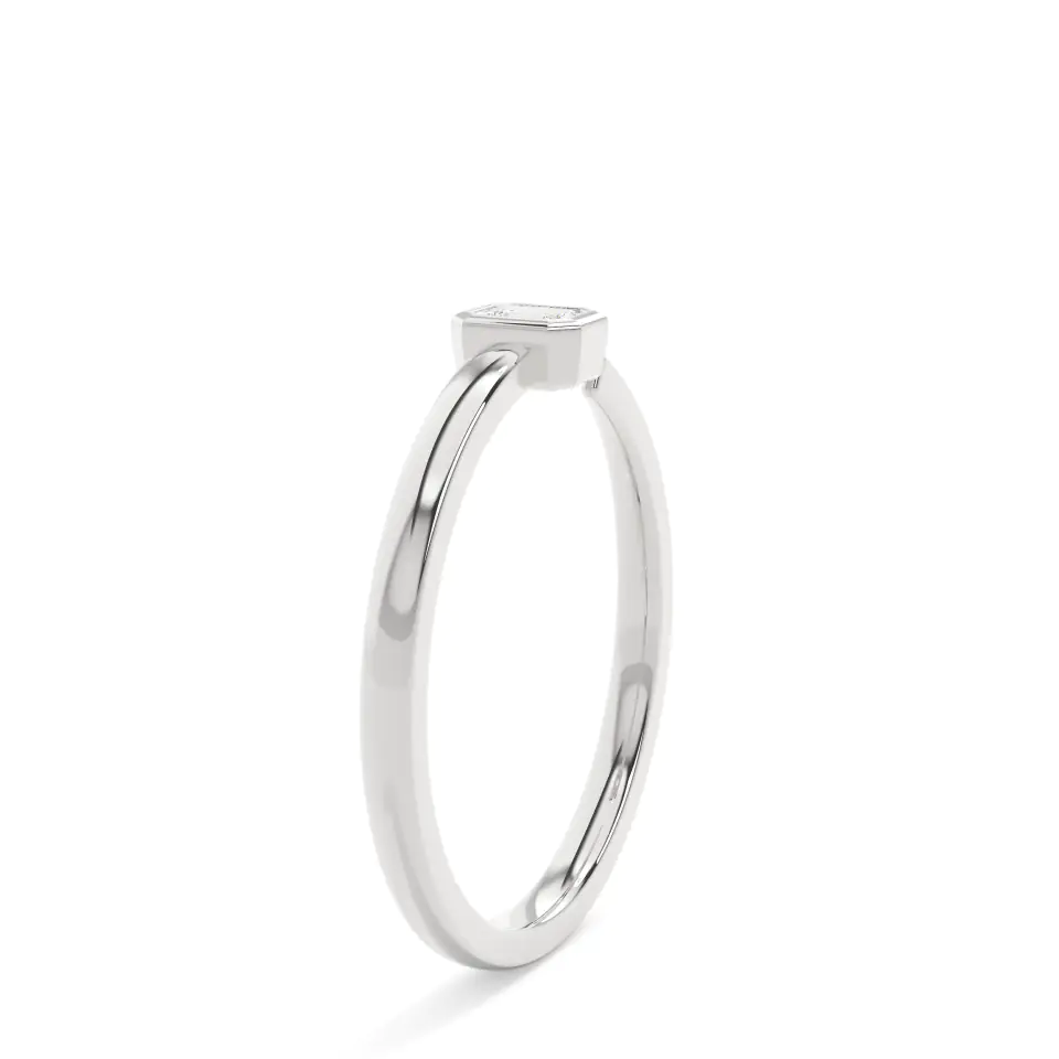 9k White Gold Emerald Open Bezel Everyday Ring