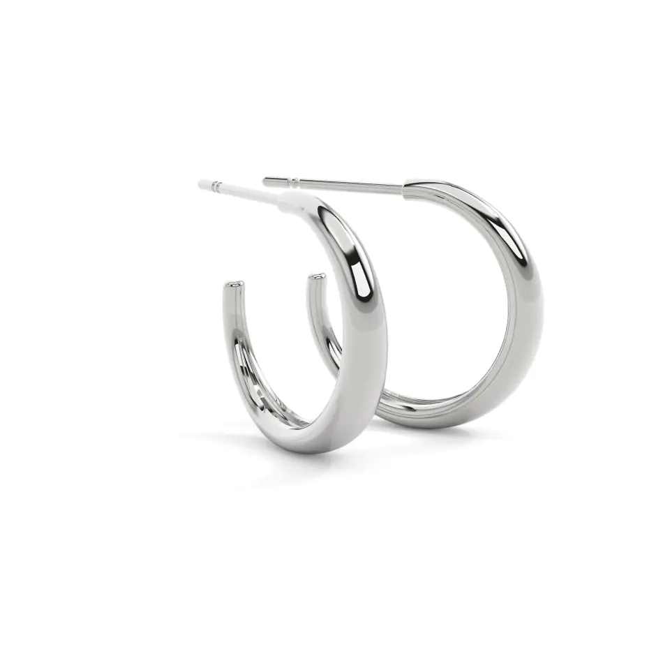 9k White Gold Three-Quarter Hoops Earrings