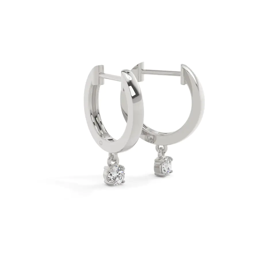 9k White Gold Round Charm Hoops Earrings