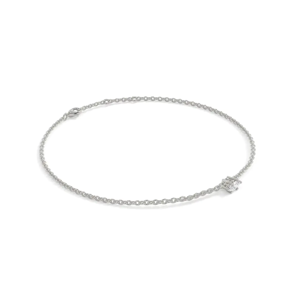 9k White Gold Marquise Delicate Solitaire Bracelet