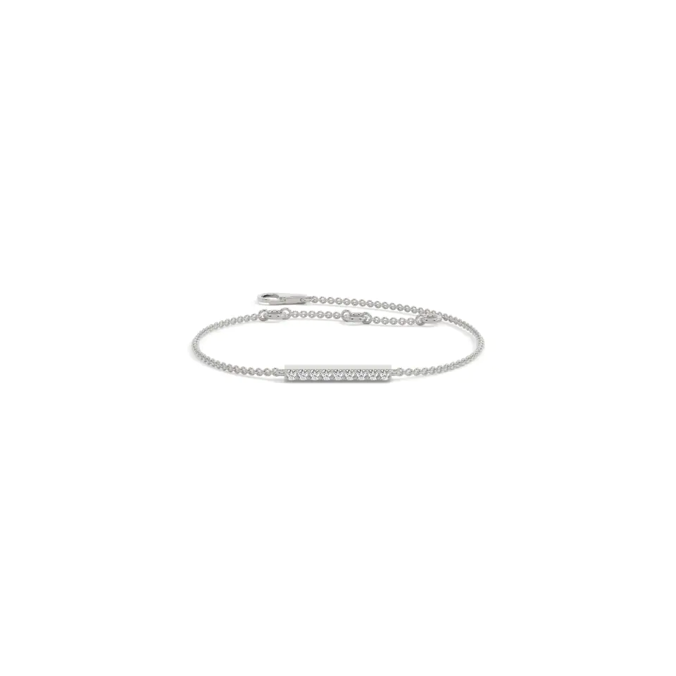 9k White Gold Round Delicate Bar Bracelet
